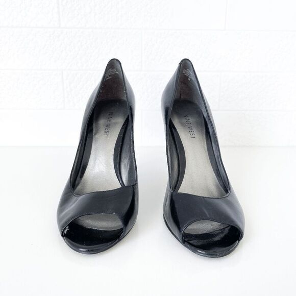 Nine West Womens Leather Peep Toe Stiletto Heel Slip-on Pumps Black Size 6M - Picture 4 of 9